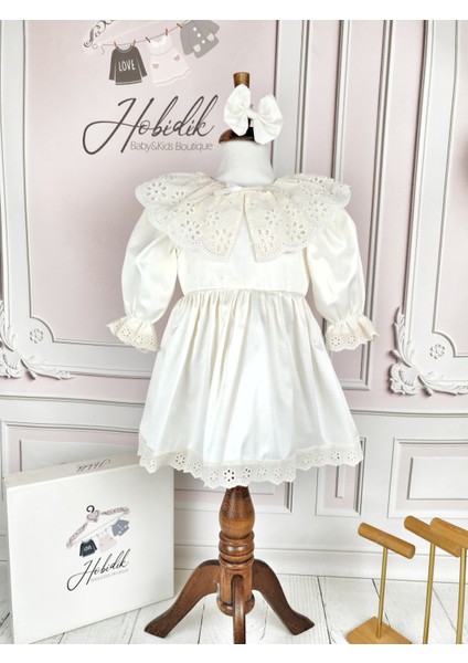 Çocuk Krem Papatya Pelerin Elbise Set