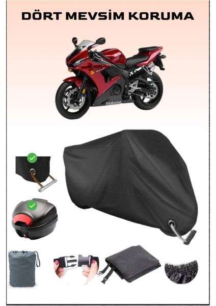 Yamaha Yzf R6S Için Arka Çanta ve Kilit Uyumlu Siyah Motosiklet Branda, Güvenli