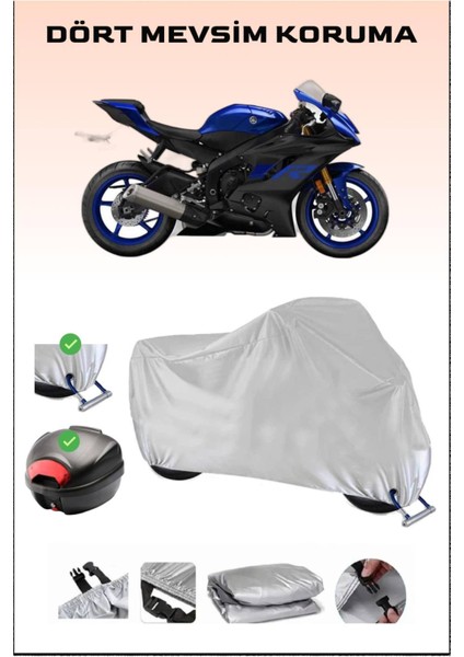 Yamaha Yzf R6 Için Arka Çanta Ve Kilit Uyumlu Gri Motosiklet Branda, Güvenli