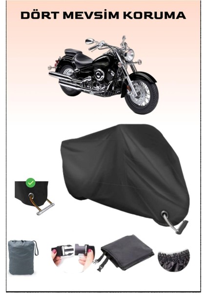 Yamaha Xvs 650 A Için Kilit Uyumlu Siyah Motosiklet Branda, Güvenli, Su Geçirmez