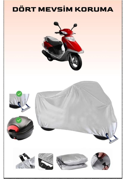 Yuki TK50Q3 Picasso 50 Için Arka Çanta ve Kilit Uyumlu Gri Motosiklet Branda, Güvenli