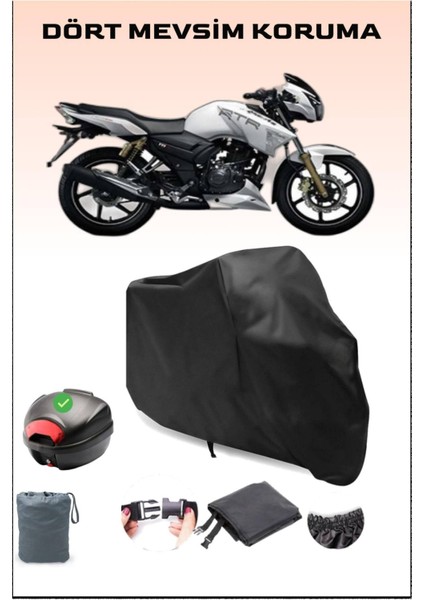 Tvs Apache Rtr 180 Arka Çanta Uyumlu Siyah Motosiklet Branda Su Geçirmez Dayanıklı Kumaş