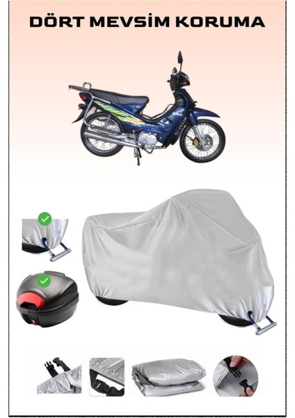 Çelik Motor Cup 110 Için Arka Çanta Ve Kilit Uyumlu Gri Motosiklet Branda, Güvenli