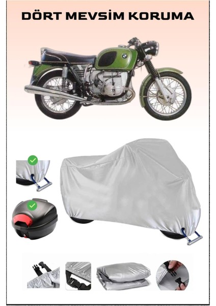Bmw R 60-7 Için Arka Çanta Ve Kilit Uyumlu Gri Motosiklet Branda, Güvenli