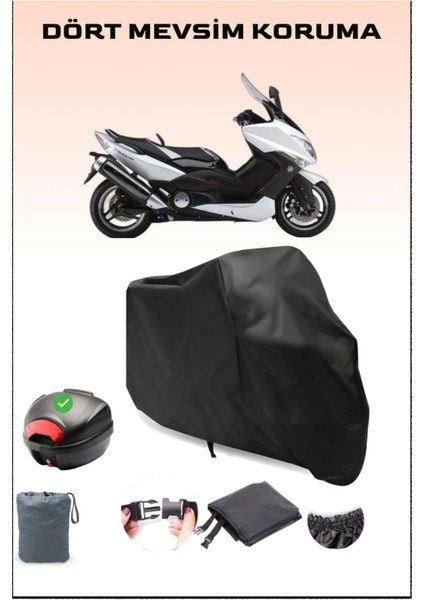 Yamaha Tmax 500 Arka Çanta Uyumlu Siyah Motosiklet Branda Su Geçirmez Dayanıklı Kumaş