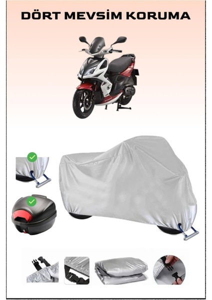 Kymco Super 8 125 Için Arka Çanta Ve Kilit Uyumlu Gri Motosiklet Branda, Güvenli