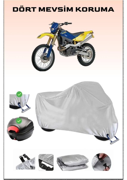 Husqvarna Te 610 Için Arka Çanta Ve Kilit Uyumlu Gri Motosiklet Branda, Güvenli