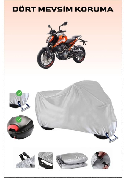 Ktm 125 Duke Için Arka Çanta Ve Kilit Uyumlu Gri Motosiklet Branda, Güvenli