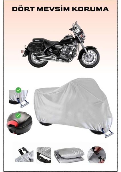 Keeway Super Light 150 Için Arka Çanta Ve Kilit Uyumlu Gri Motosiklet Branda, Güvenli