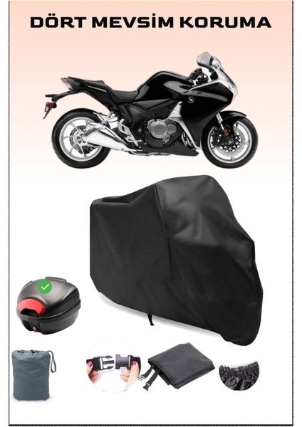 Honda Vfr 1200 F Arka Çanta Uyumlu Siyah Motosiklet Branda Su Geçirmez Dayanıklı Kumaş