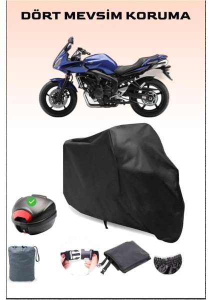 Yamaha Fz6 Fazer Arka Çanta Uyumlu Siyah Motosiklet Branda Su Geçirmez Dayanıklı Kumaş