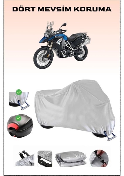 Bmw F 800 Gs Adventure Için Arka Çanta Ve Kilit Uyumlu Gri Motosiklet Branda, Güvenli
