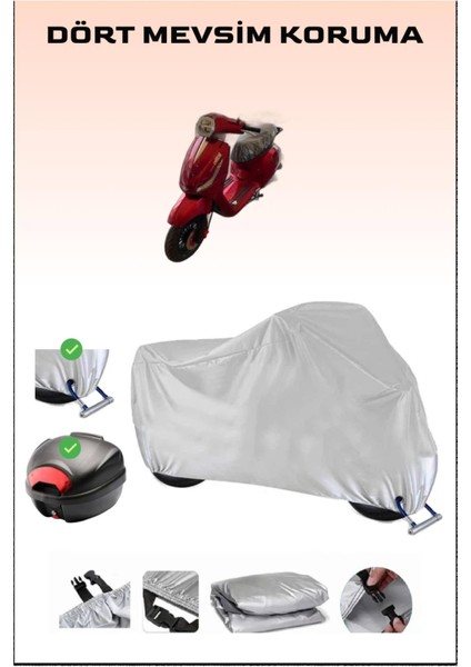 Altai Misk 50 Için Arka Çanta Ve Kilit Uyumlu Gri Motosiklet Branda, Güvenli