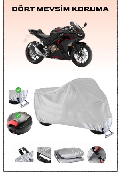 Honda Cbr 500R Için Arka Çanta Ve Kilit Uyumlu Gri Motosiklet Branda, Güvenli