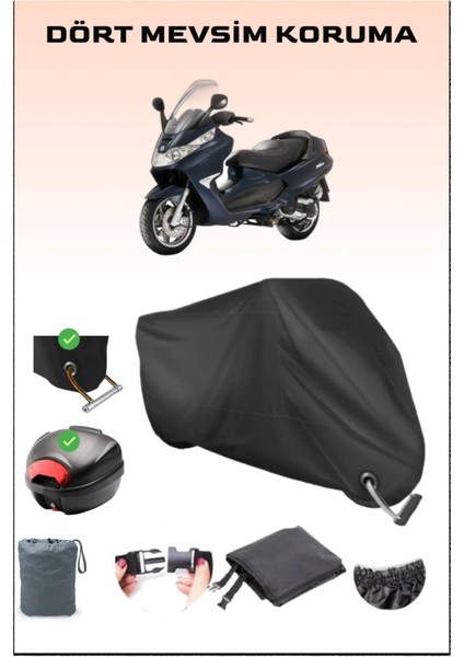 Piaggio X8 400 Ie Için Arka Çanta Ve Kilit Uyumlu Siyah Motosiklet Branda, Güvenli