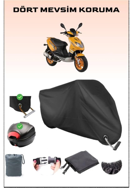 Keeway Focus 150 Için Arka Çanta Ve Kilit Uyumlu Siyah Motosiklet Branda, Güvenli