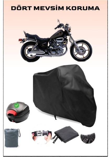 Yamaha Virago Xv 750 Arka Çanta Uyumlu Siyah Motosiklet Branda Su Geçirmez Dayanıklı Kumaş