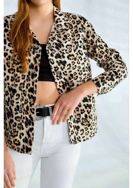A-LESYA Leopar Gömlek Model Kadın Ceket