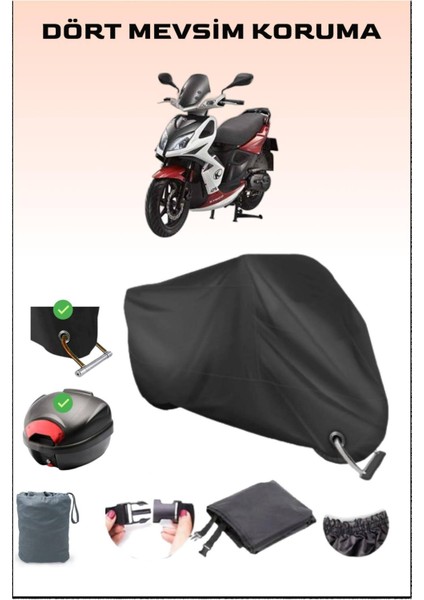 Kymco Super 8 125 Için Arka Çanta Ve Kilit Uyumlu Siyah Motosiklet Branda, Güvenli