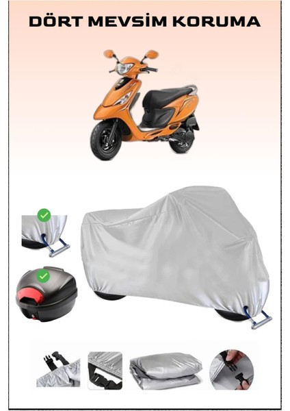 Tvs Scooty Zest 110 Için Arka Çanta Ve Kilit Uyumlu Gri Motosiklet Branda, Güvenli