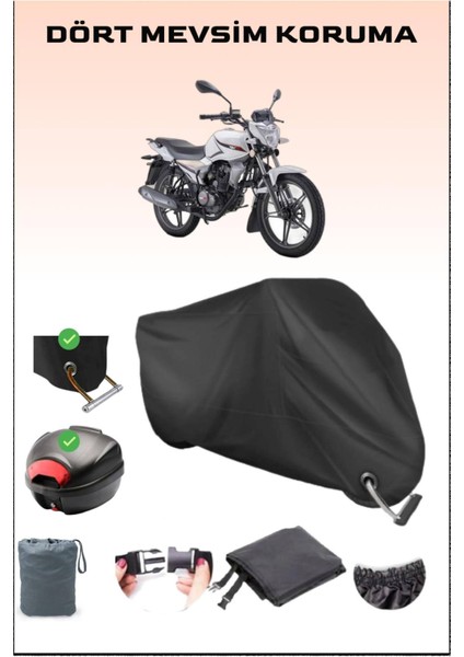 Rks Rk150-S Için Arka Çanta Ve Kilit Uyumlu Siyah Motosiklet Branda, Güvenli