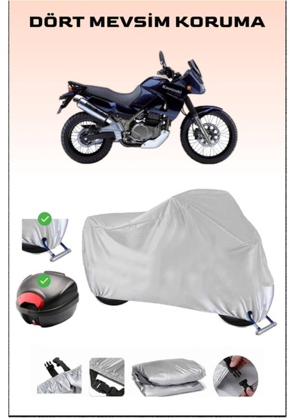 Kawasaki Kle 500 Için Arka Çanta Ve Kilit Uyumlu Gri Motosiklet Branda, Güvenli