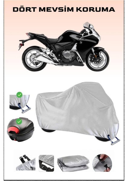 Honda Vfr 1200 F Için Arka Çanta Ve Kilit Uyumlu Gri Motosiklet Branda, Güvenli