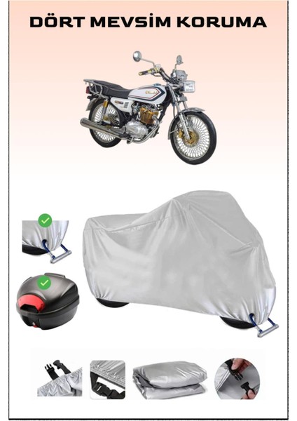 Kuba Çita 180R Gold Için Arka Çanta Ve Kilit Uyumlu Gri Motosiklet Branda, Güvenli