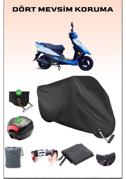 Apachi Alfa 50 Için Arka Çanta Ve Kilit Uyumlu Siyah Motosiklet Branda, Güvenli