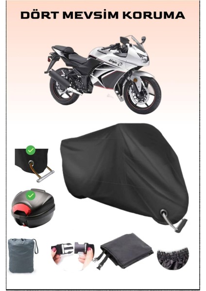 Kawasaki Ninja 250R Için Arka Çanta Ve Kilit Uyumlu Siyah Motosiklet Branda, Güvenli