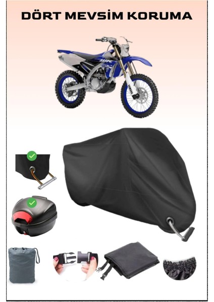 Yamaha Wr 450 F Için Arka Çanta Ve Kilit Uyumlu Siyah Motosiklet Branda, Güvenli