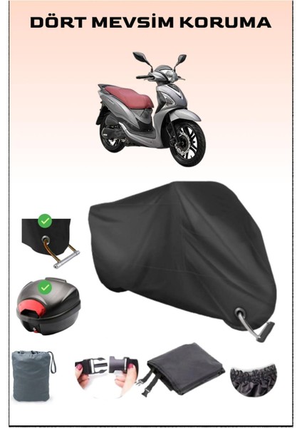 Sym Symphony St 200I Için Arka Çanta Ve Kilit Uyumlu Siyah Motosiklet Branda, Güvenli