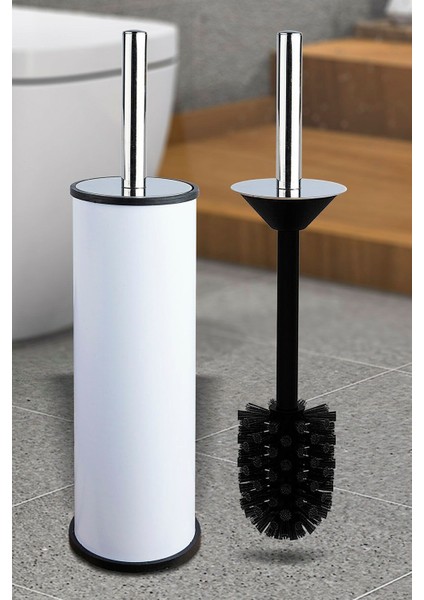 Tekno Trust Beyaz 5 Litre 2'li Banyo Seti Pedallı Çöp Kovası Wc Klozet Tuvalet Fırça Seti Banyo Çöp Kovası