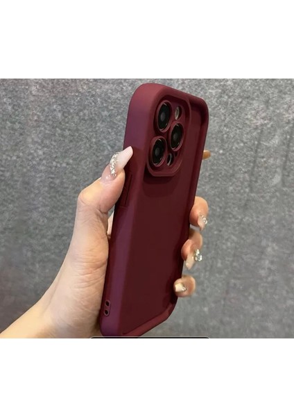 The Margi Iphone Bordo Yumuşak Silikon Darbeye Dayanıklı Telefon  Kılıfı