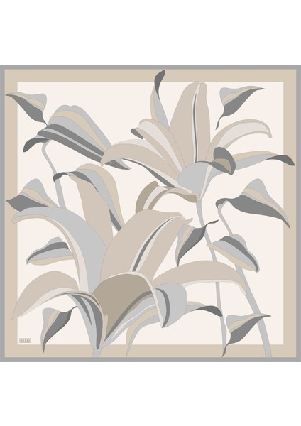Twill Ipek Eşarp - 4035-85 Bej Gri