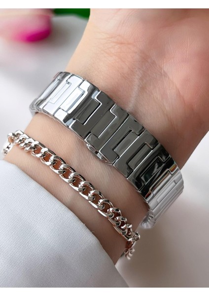 Çelik Kordon 30 mt Suya Dayanıklı Kadın Kol Saati+Bileklik BFG.10734.X1 modelleri