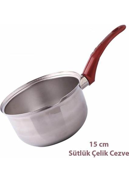 Paslanmaz Çelik Büyük Boy Sosluk (Sütlük) Cezve Koçerola 15 cm