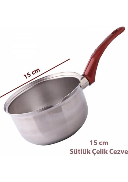 Paslanmaz Çelik Büyük Boy Sosluk (Sütlük) Cezve Koçerola 15 cm