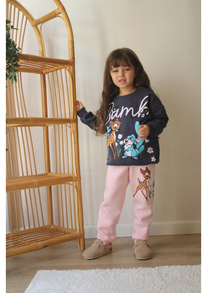 Çizgi Film Baskılı Alt Üst Takım Çiçekli