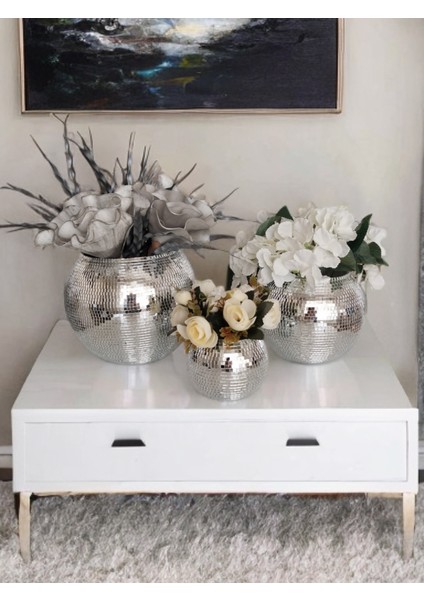 Işıltı Home Desıgn Aynalı Cam Vazo YUVARLAK3LÜ fiyatları