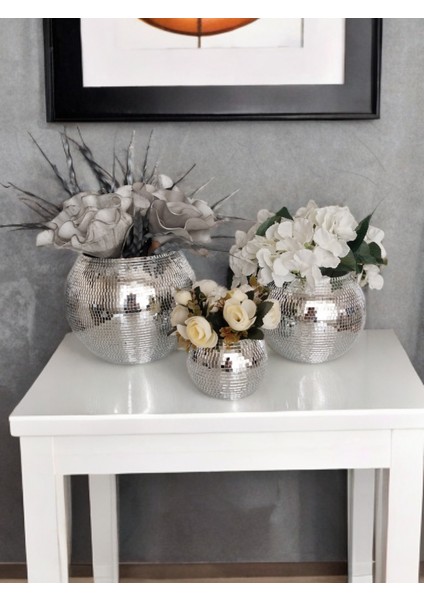 Işıltı Home Desıgn Aynalı Cam Vazo YUVARLAK3LÜ modelleri