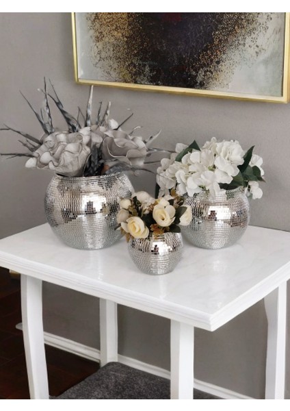 Işıltı Home Desıgn Aynalı Cam Vazo YUVARLAK3LÜ fırsatları