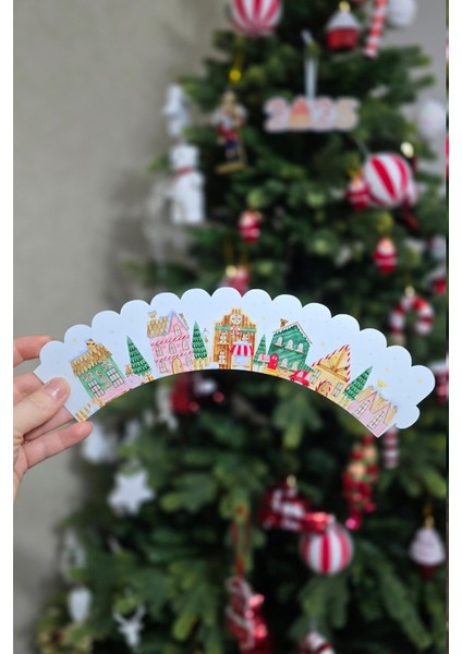 Yılbaşı Konsepti Yılbaşı Evleri Cupcake Sargısı 10'Lu Paket Yılbaşı Sofra Süsleri fiyatları