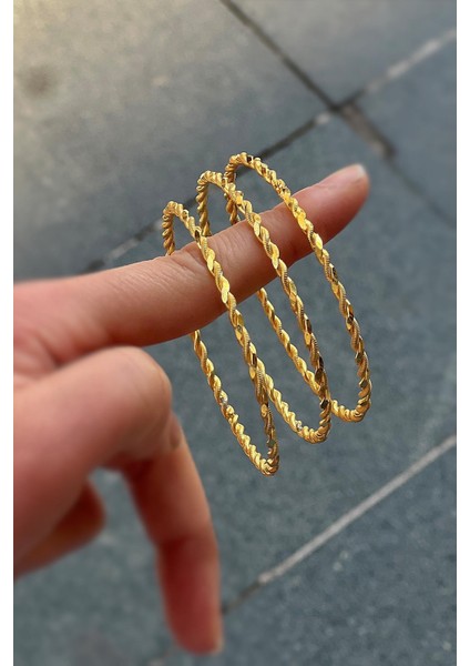 Gümüş Üzeri 22 Ayar Altın Kaplamaikili Burma Bilezik