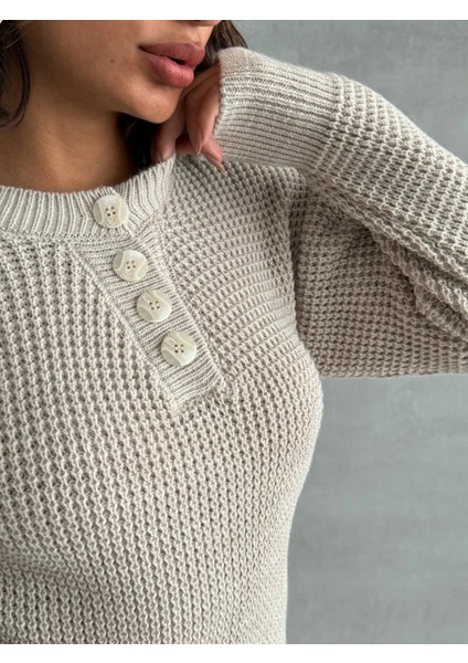 Kadın Düğmeli Yaka Triko Mini Elbise modelleri