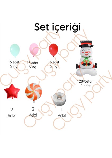 New Year & Yeni Yıl Yılbaşı Kardan Adam Konseptli Özel Gün Parti Kutlama Seti fiyatları
