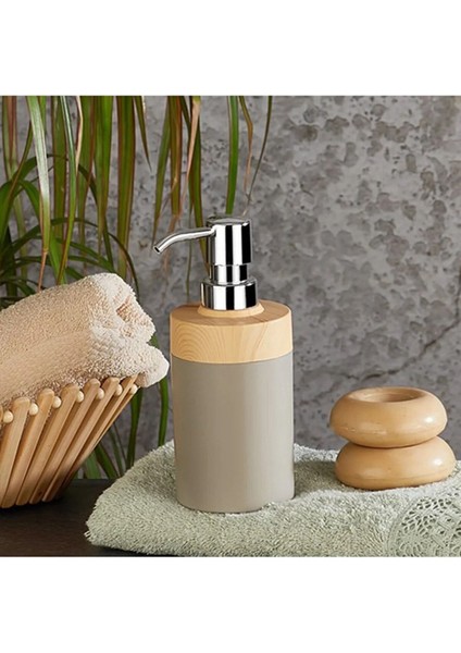 Bambu Desenli 5'li Banyo Seti, Çöp Kovası, Sıvı Sabunluk, Diş Fırçalık, Bej fırsatları