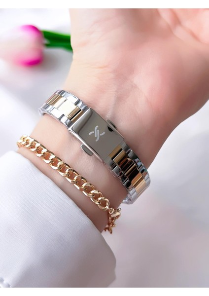 Çelik Kordon 30 mt Suya Dayanıklı Kadın Kol Saati+Bileklik BFG.13784X6 modelleri