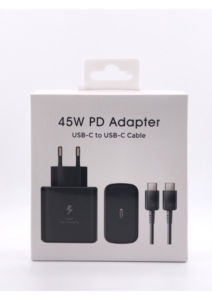 Samsung Galaxy S23 Ultra Uyumlu 45 Watt Hızlı Şarj Aleti - Usb-C Adaptör ve Kablo - Siyah