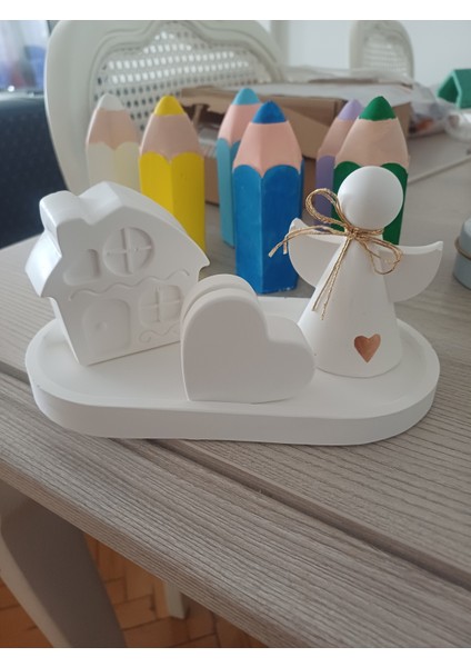 Melek,Kalp,Ev Konsept ,4 Parça Yeni Yil Hediye Kutusu,Yeni Iş Hediyesi,Yeni Ev Dekoratif ,Doğum Günü,Noel